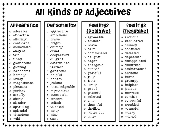 vivid adjectives examples